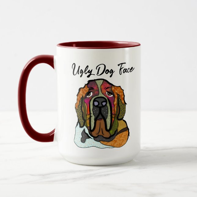 St Bernard ugly dog face mug (Left)
