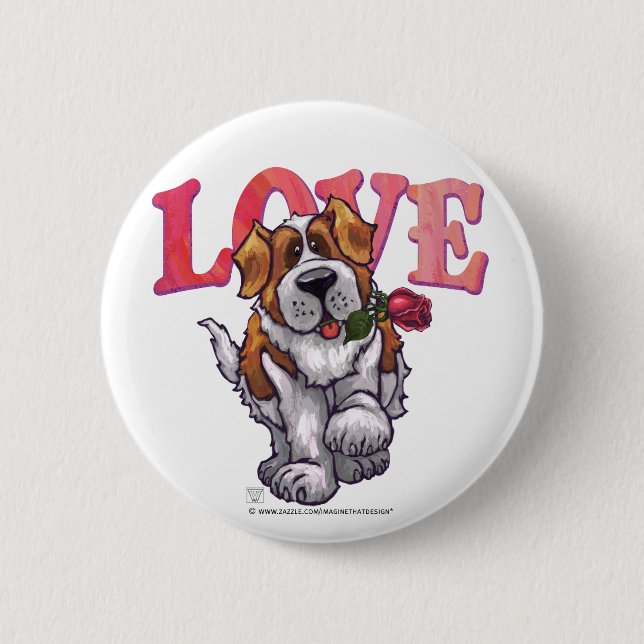 St. Bernard Valentine's Day 2 Inch Round Button (Front)