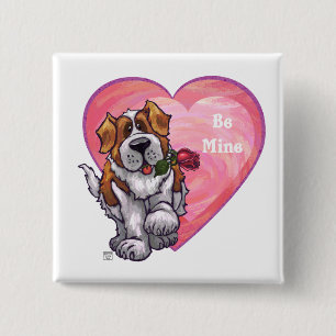 St. Bernard Valentine's Day 2 Inch Square Button