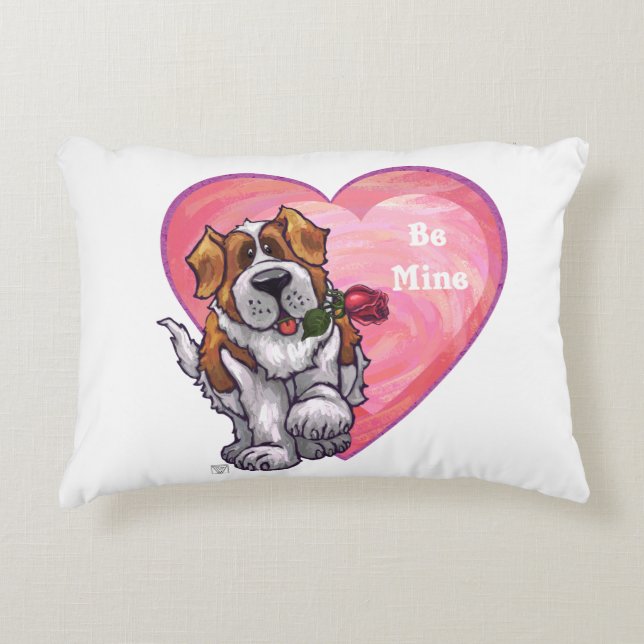 St. Bernard Valentine's Day Decorative Pillow (Front)