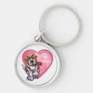 St. Bernard Valentine's Day Keychain