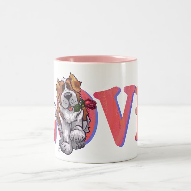 St. Bernard Valentine's Day Two-Tone Coffee Mug (Center)