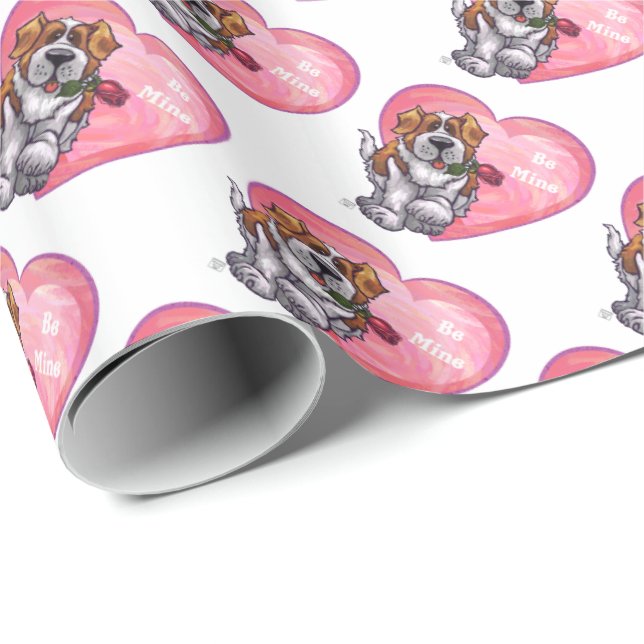 St. Bernard Valentine's Day Wrapping Paper (Roll Corner)