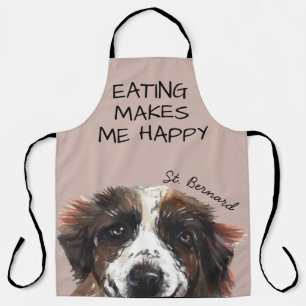 St Bernard Watercolor Funny Quote Apron