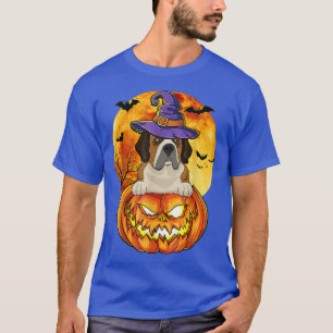 St Bernard Witch Pumpkin Halloween Dog Lover Funny T-Shirt