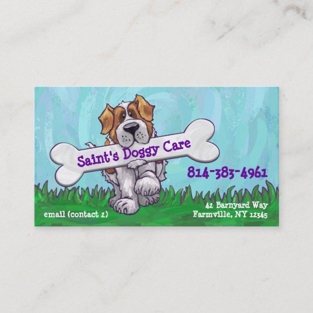 St. Bernard with a Bone Business Cards (Front)