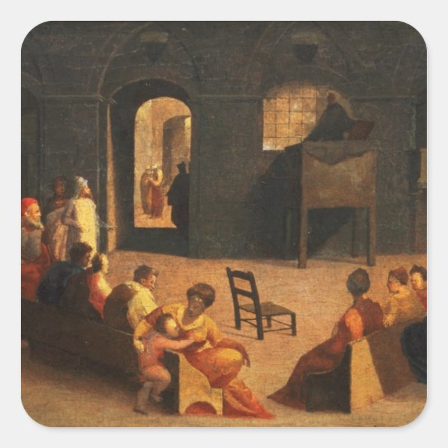 St Bernardino of Siena Preaching Square Sticker (Front)