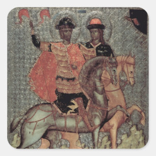 St. Boris and St. Gleb Mounted, c.1377 Square Sticker