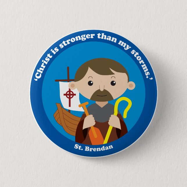 St. Brendan 2 Inch Round Button (Front)