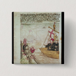 St. Brendan in his ship 2 Inch Square Button