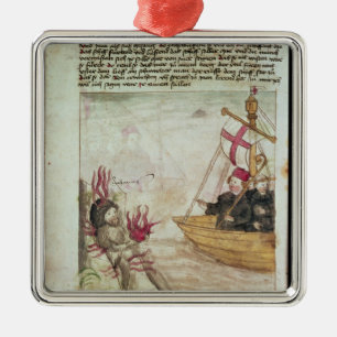 St. Brendan in his ship Metal Ornament