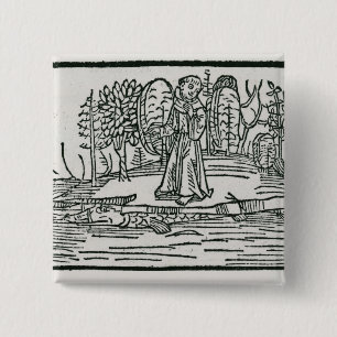 St. Brendan on the fish island 2 Inch Square Button