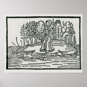 St. Brendan on the fish island Poster