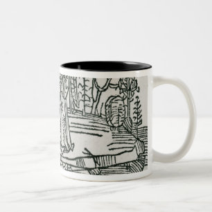 St. Brendan on the fish island Two-Tone Coffee Mug