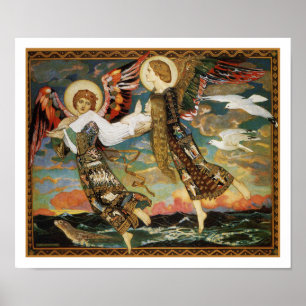 St. Bride Carried by the Angels by John Duncan Poster