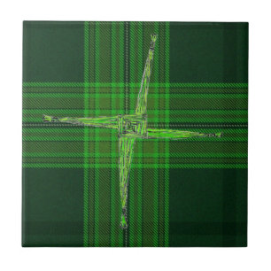 St. Bridgid' s Cross Green Tartan Tile