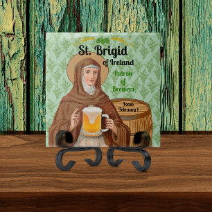 St. Brigid of Ireland and Her Barrel of Beer Tile