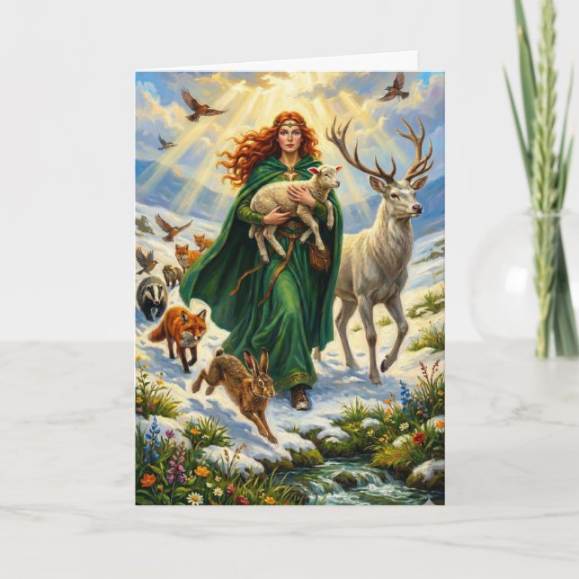 St Brigid Spring Goddess Woodland Animals Imbolc Card (Front)