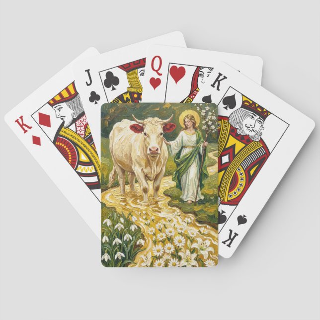 St. Brigid & The White Cow (Imbolc) Playing Cards (Back)