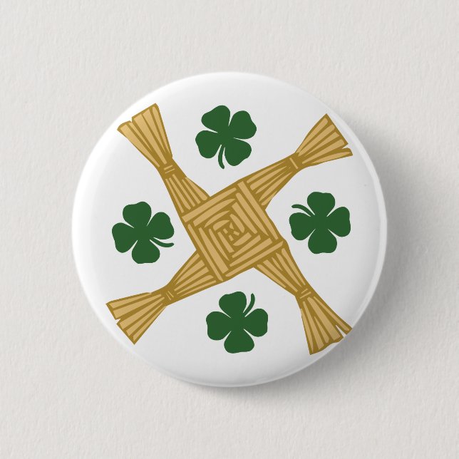 St. Brigids Cross 2 Inch Round Button (Front)