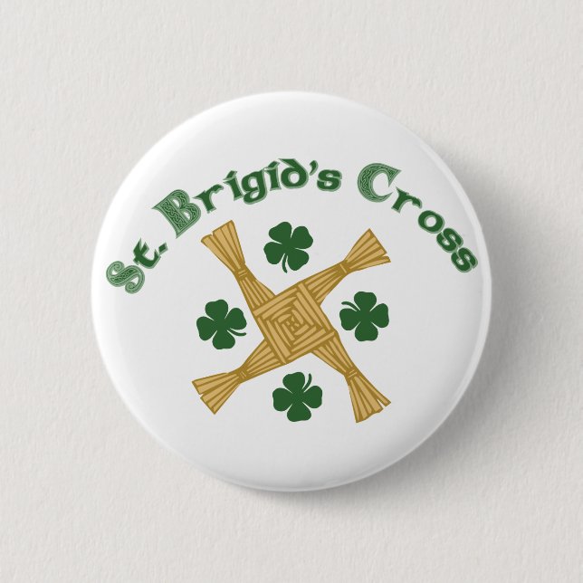 St. Brigids Cross 2 Inch Round Button (Front)