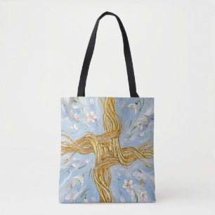 St Brigid's Cross Snowdrops Golden Imbolc Art Tote Bag