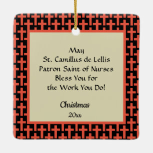 St. Camillus Comforting an Invalid (M 021) Ceramic Ornament