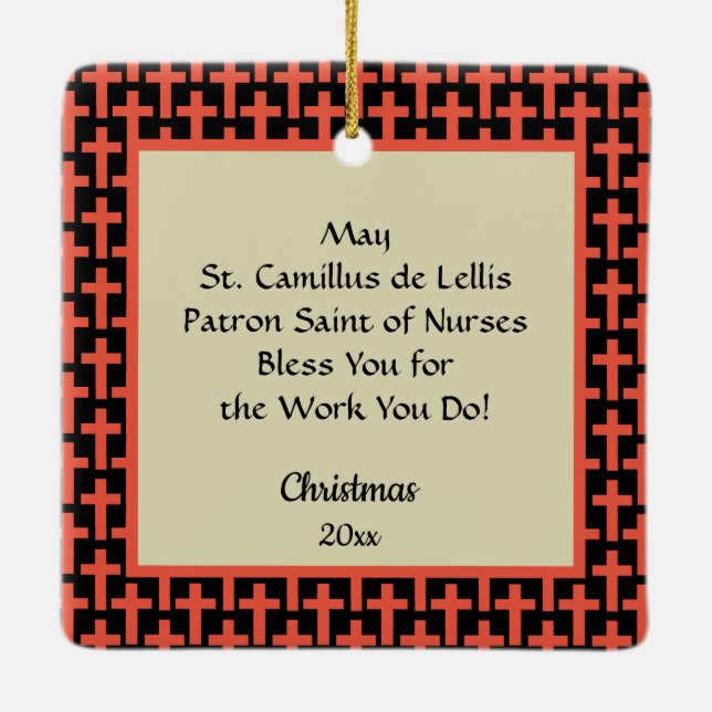 St. Camillus Comforting an Invalid (M 021) Ceramic Ornament (Back)