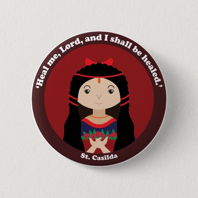 St. Casilda 2 Inch Round Button (Front)