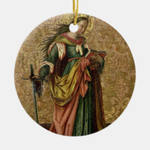 St. Catherine of Alexandria (oil on panel) 2 Ceramic Ornament