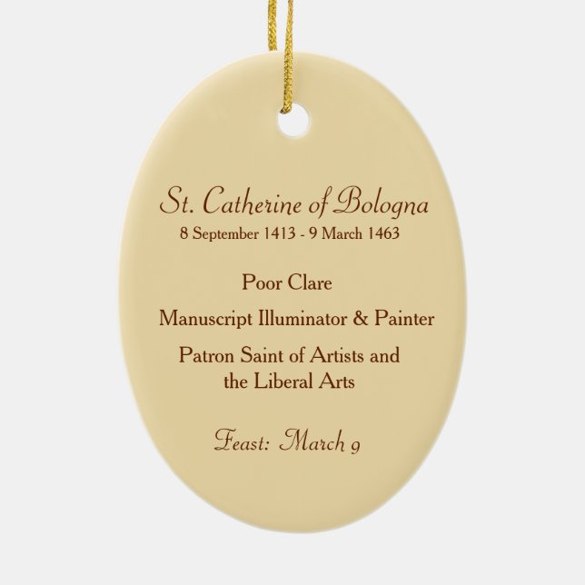 St. Catherine of Bologna (SAU 027) Ceramic Ornament (Back)