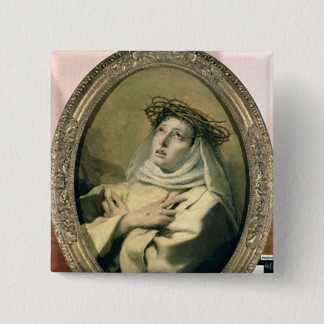 St. Catherine of Siena , c.1746 2 Inch Square Button (Front)