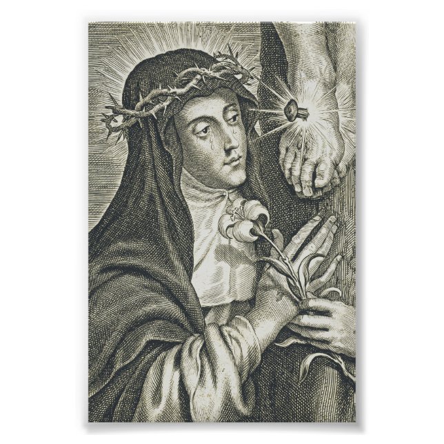 St. Catherine of Siena Crucifixion Art Noir Faith Photo Print (Front)