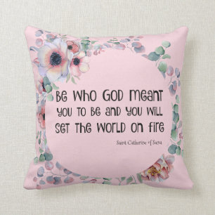 St. Catherine of Siena Quote Roses Throw Pillow