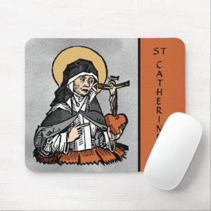 St. Catherine of Siena with Crucifix-Topped Heart  Mouse Pad