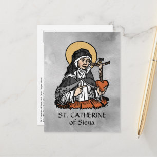 St. Catherine of Siena with Crucifix-Topped Heart  Postcard