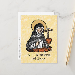 St. Catherine of Siena with Crucifix-Topped Heart  Postcard
