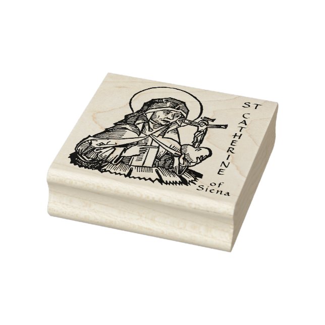 St. Catherine of Siena with Crucifix-Topped Heart  Rubber Stamp (Stamp)