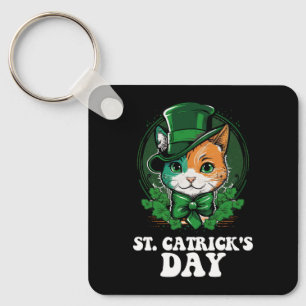 St Catricks Day Cat Lovers St Patrick's Day Keychain