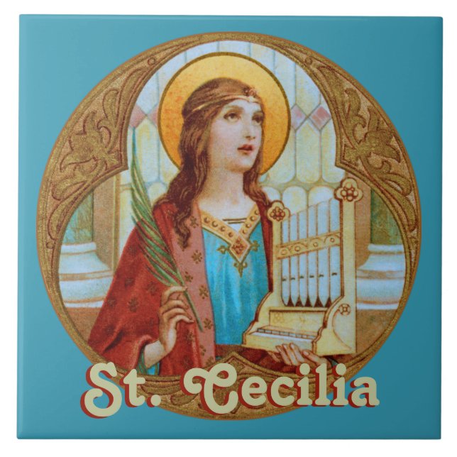 St. Cecilia of Rome (BK 003) Ceramic Tile 1 (Front)