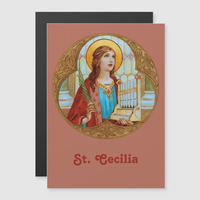 St Cecilia of Rome (BK 003) Magnetic Greeting Card (Front/Back)