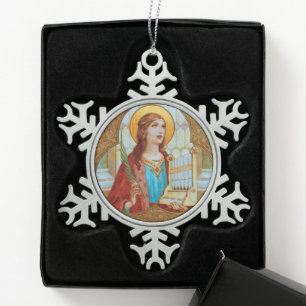 St. Cecilia of Rome (BK 003) Snowflake Pewter Christmas Ornament