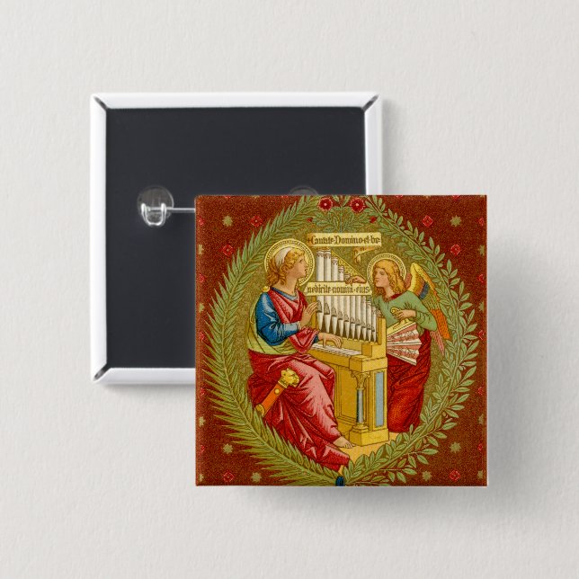 St. Cecilia of Rome (SNV 36) 2 Inch Square Button (Front & Back)