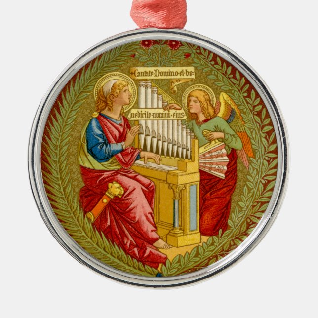 St. Cecilia of Rome (SNV 36) Round Metal Ornament (Front)