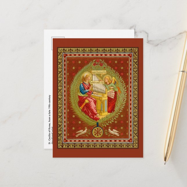 St. Cecilia of Rome (SNV 36) Vertical Postcard (Front/Back In Situ)