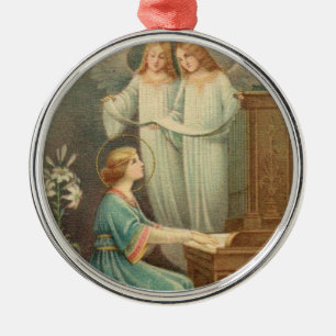 St. Cecilia Patroness of Musicians Metal Ornament