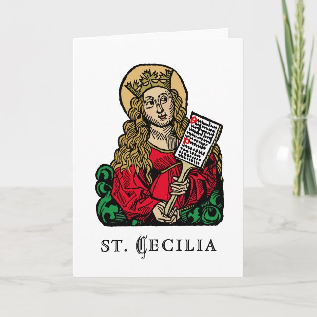 St. Cecilia with Hymn Board (Nuremberg) Greeting Card (Front)