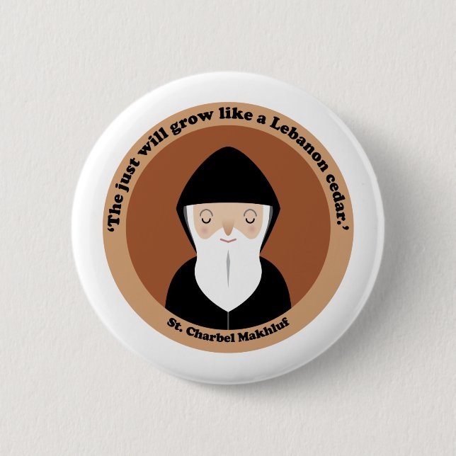 St. Charbel Makhluf 2 Inch Round Button (Front)