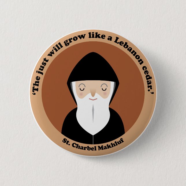 St. Charbel Makhluf 2 Inch Round Button (Front)