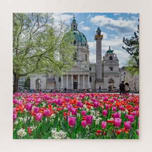 St. Charles Church in spring in Vienna, Austria Jigsaw Puzzle